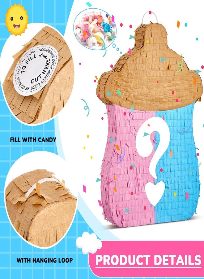 Silipull 18.5 Inch Baby Bottle Shape Gender Reveal Piñata with Piñata Stick Blindfold and Pink Blue Confetti Gender Reveal Decorations for Baby Shower Decoration Party Supplies - Image 5